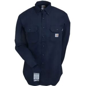 Carhartt Flame Resistant Blue Button Up Long Sleeve Men's Shirt Size 2XL Regular